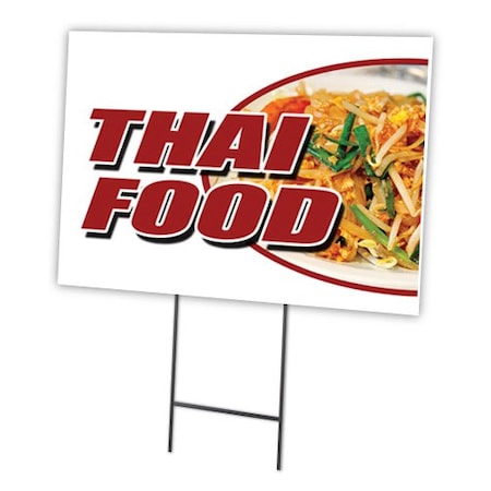 Signmission Thai Food Yard Sign & Stake outdoor plastic coroplast window, C-1824 Thai Food C-1824 Thai Food